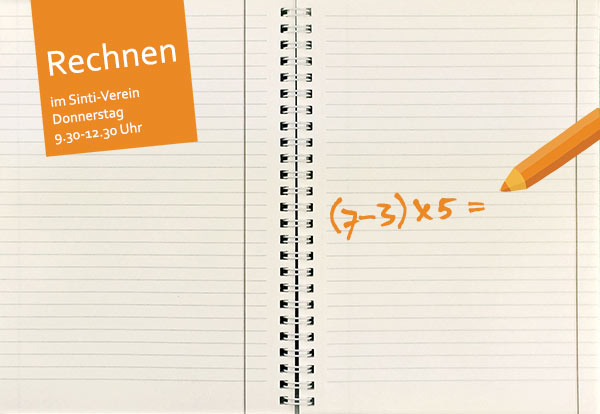 Liniertes Papier - Rechnen, Sinti-Verein, Rechenaufgabe